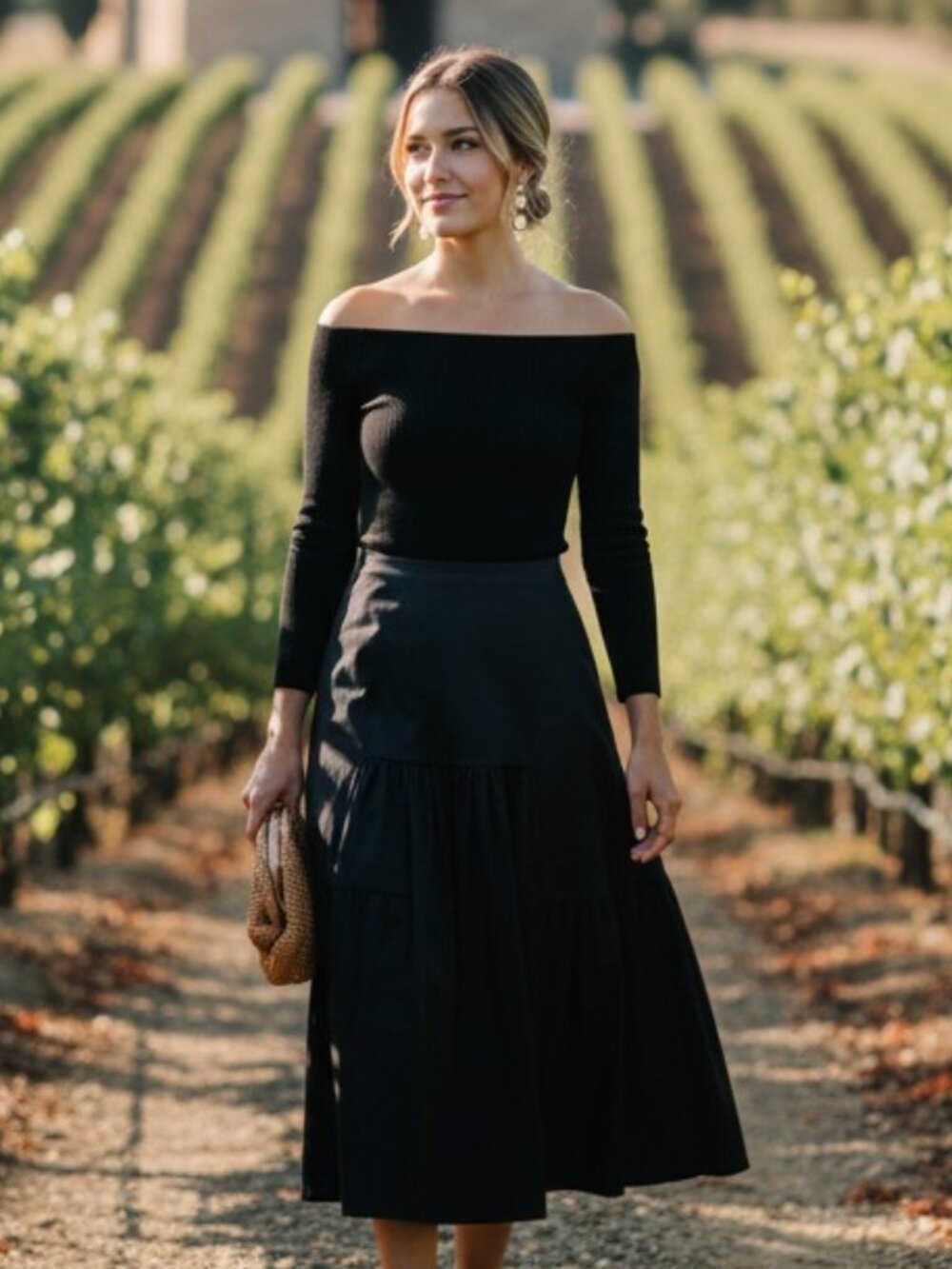 Tuckernuck | NEW Marissa Off The Shoulder Midi Dress in Black Size XL